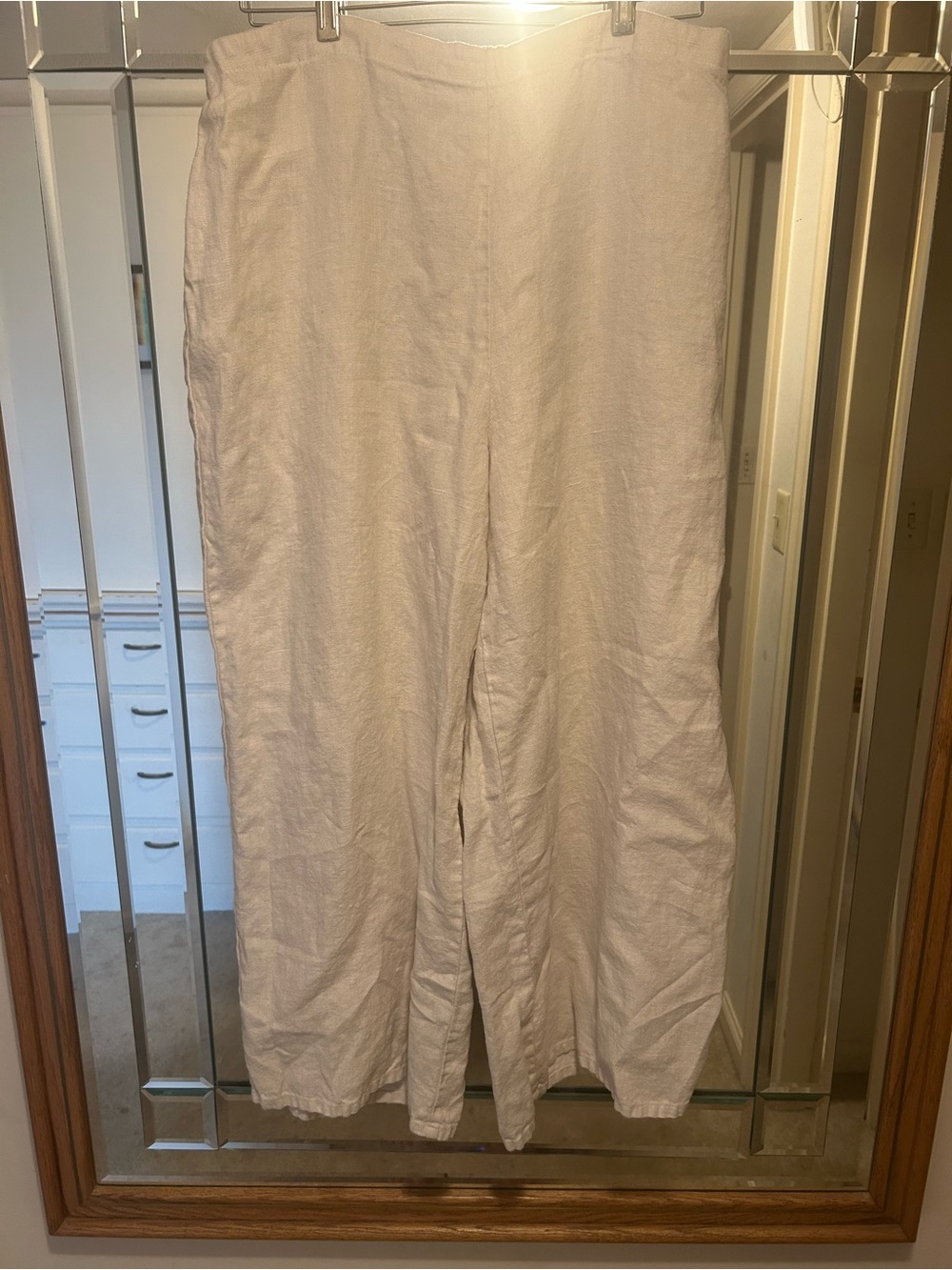 Flax “social flood -wide leg” linen light beige pant